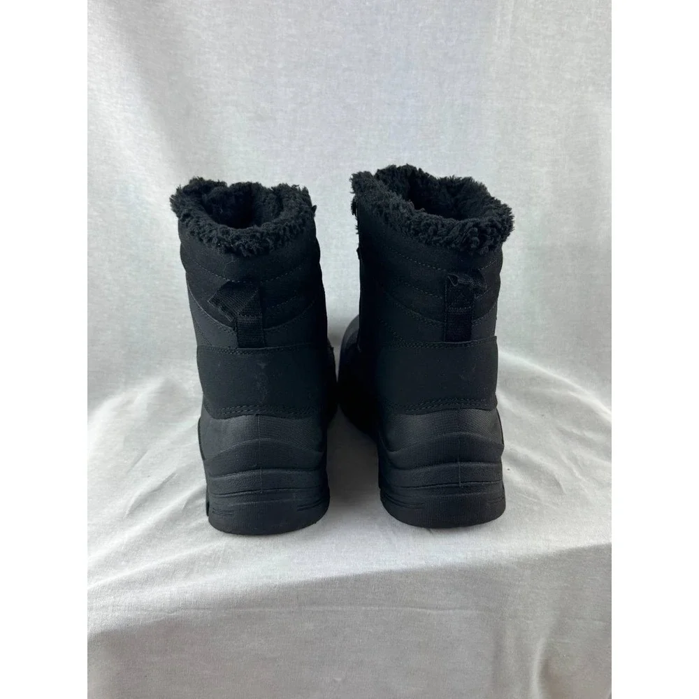 All in Motion‎ Mens Black Winter Boots Faux Fur Trim Lace Up Size 10 NEW